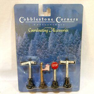 Lot of 10 Piece Cobblestone Corners Christmas Village Coordinating Accessories